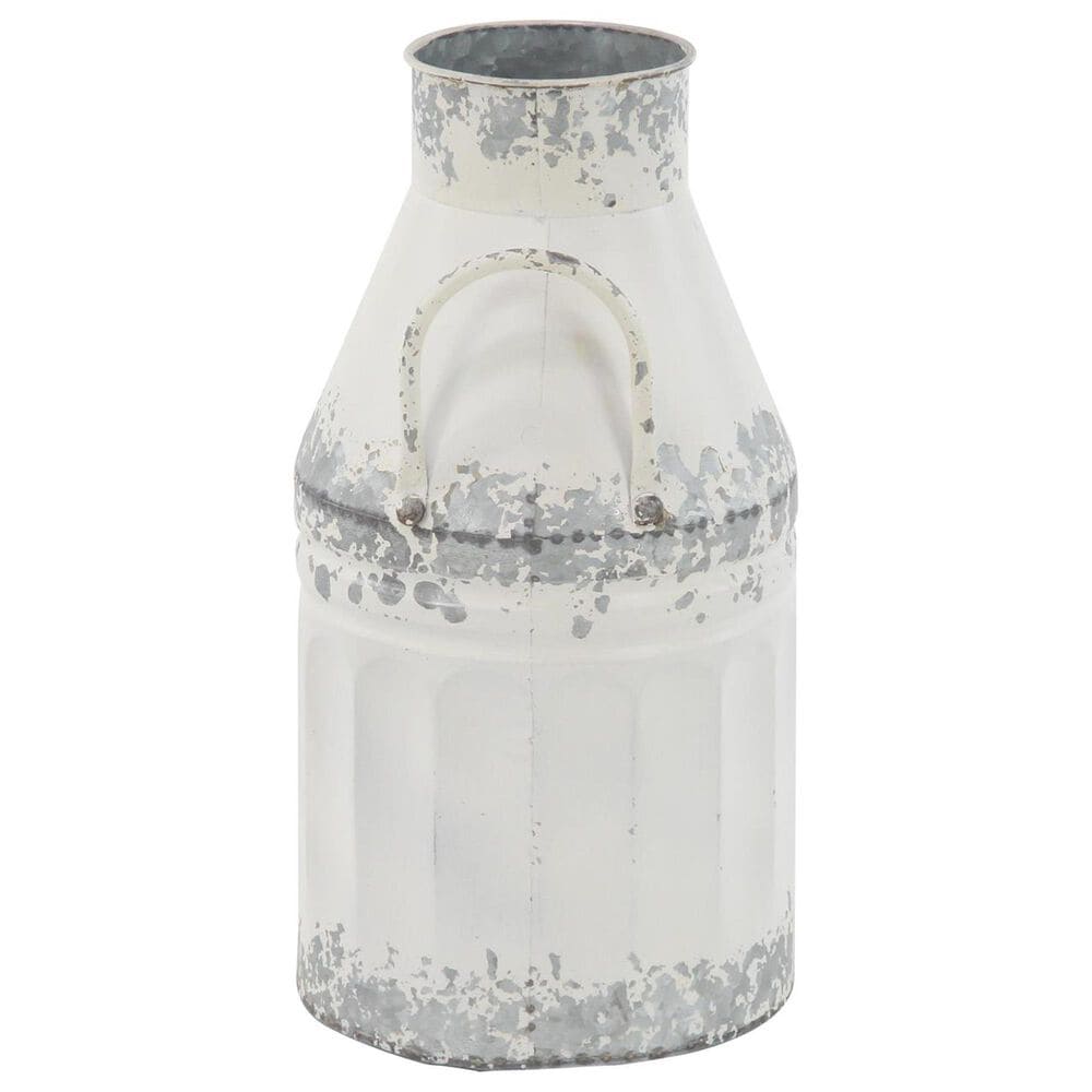Maple and Jade 2-Piece Decorative Vase Set with Curved Handles in Galvanized White and Silver, , large