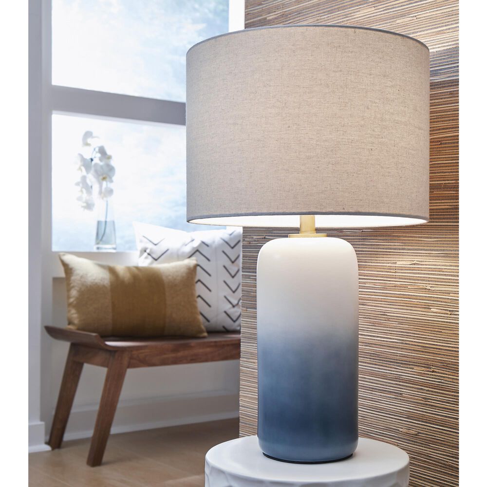 Ashley Lemrich Table Lamp in White and Teal, , large