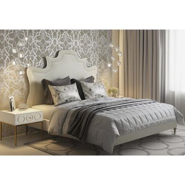 37B Serenity Queen Velvet Bed in Cream, , large