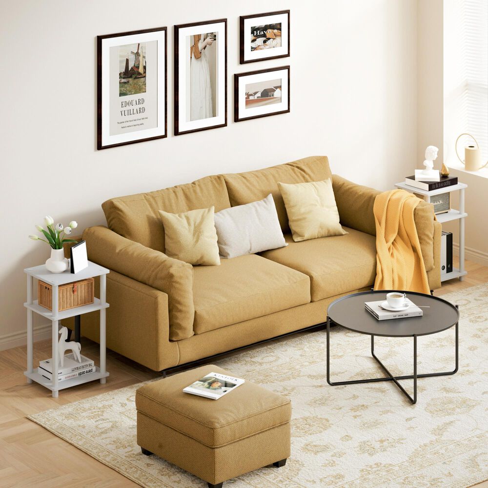 HOMLUX 3-Tier End Table in White, , large