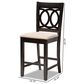 Baxton Studio Lenoir Counter Height Pub Chair with Sand Cushion in Espresso Brown (Set of 2), , large