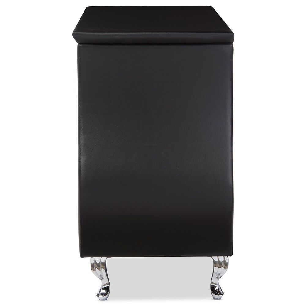 Baxton Studio Enzo 6-Drawer Dresser with Black Upholstered in Stainless Steel, , large