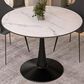 Leisuremod Leisuremod Bristol 40 round dining table Black base with marbled MDF top, , large