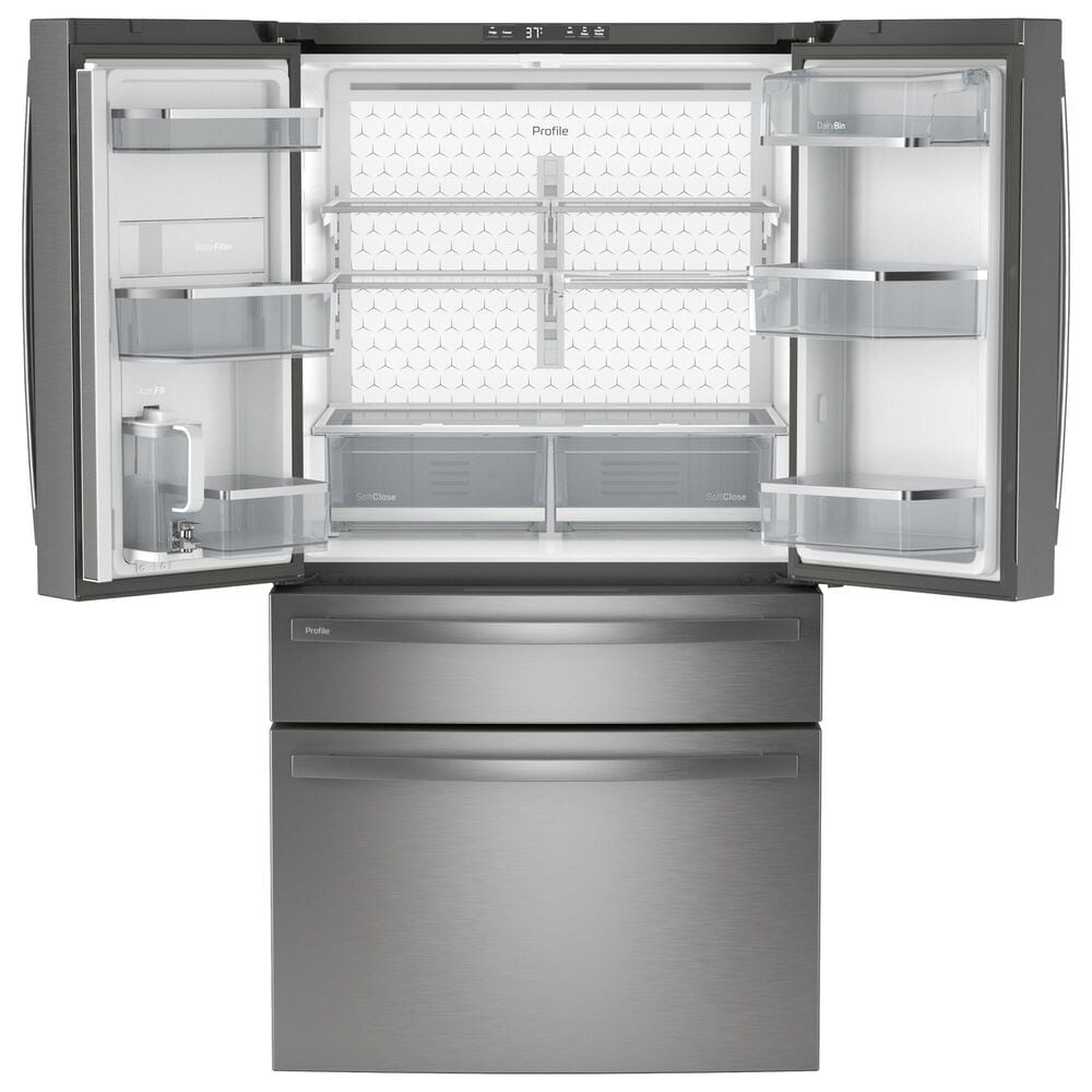 GE Profile 23.2 Cu. Ft. Smart Counter-Depth Fingerprint Resistant 4-Door French-Door Refrigerator With Dual-Dispense AutoFill Pitcher in Stainless Steel, , large