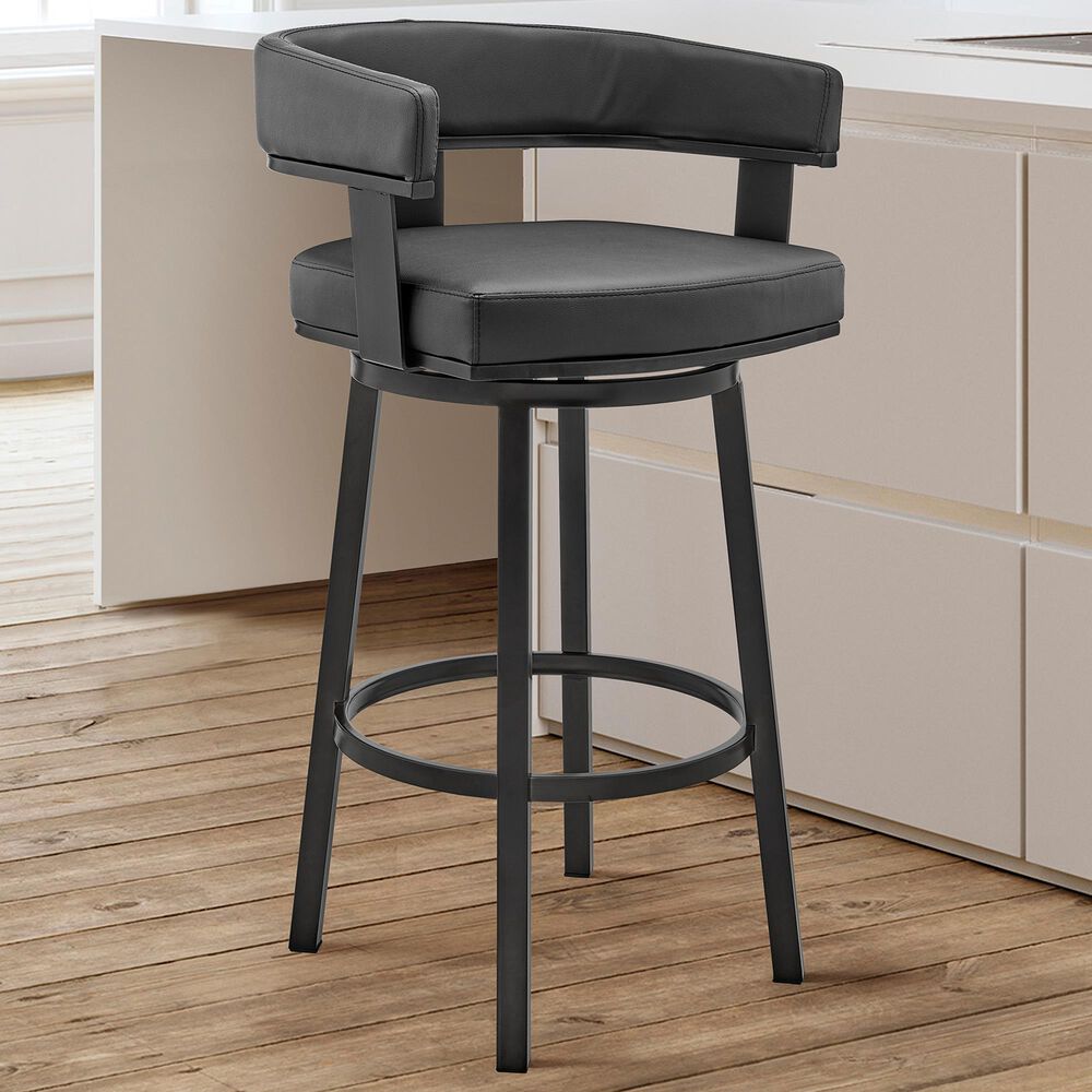 Armen Living Cohen 26&quot; Swivel Counter Stool in Black, , large