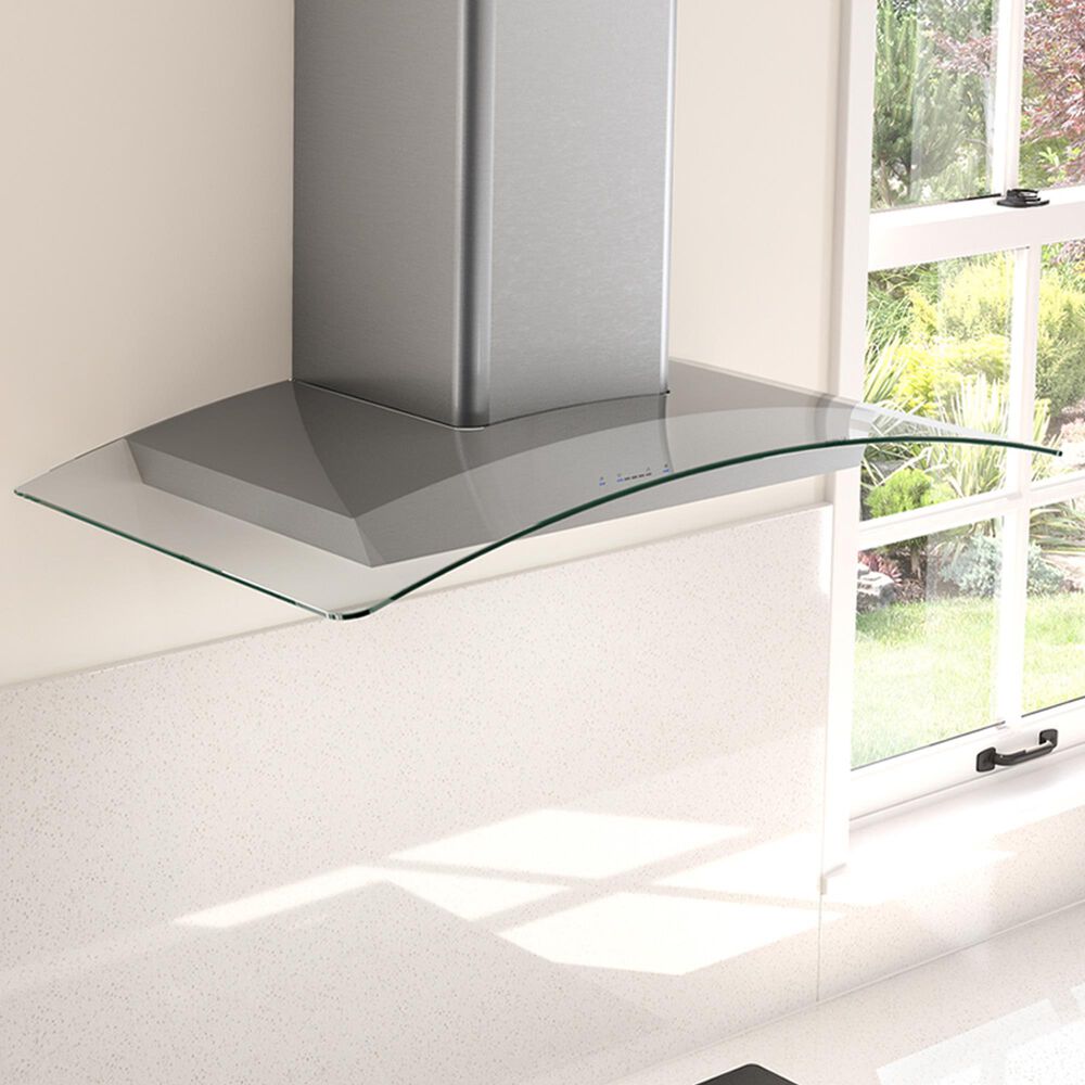 Zephyr Ravenna 30" Wall Mount Chimney Range Hood with LumiLight LED Lights in Stainless Steel and Clear, , large
