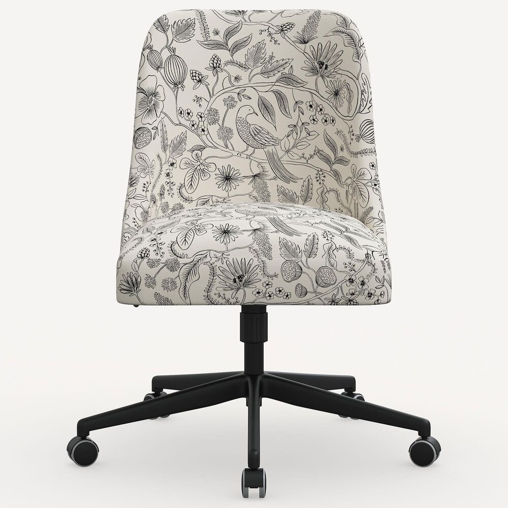 Rifle Paper Co Crafted by Cloth and Company Oxford Office Chair in Aviary Black/Cream, , large