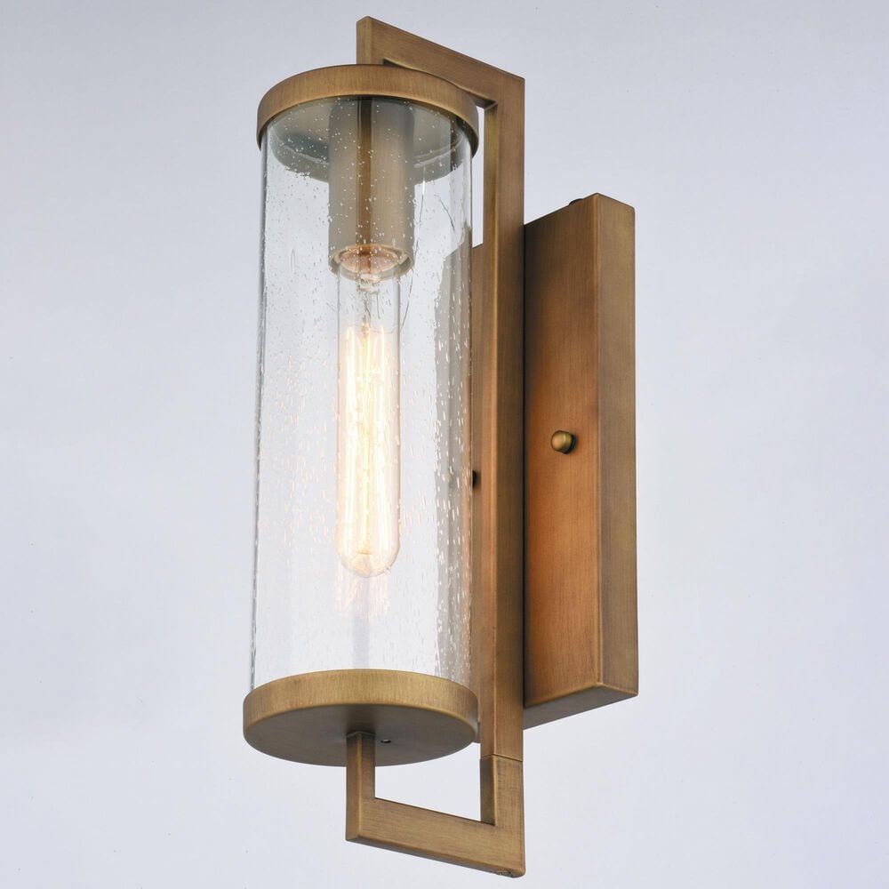 Vaxcel Morgan Park 16" 1-Light Dusk-to-Dawn Sensor Outdoor Wall Sconce in Warm Brass, , large