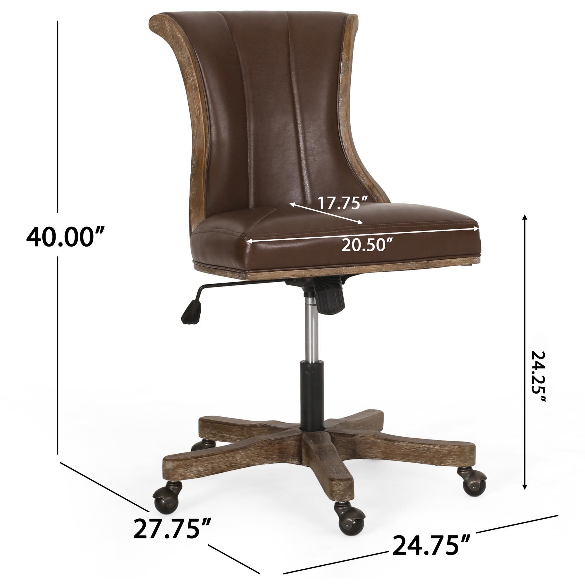 Noble House Coulee Swivel Office Chair with Dark Brown Cushion in