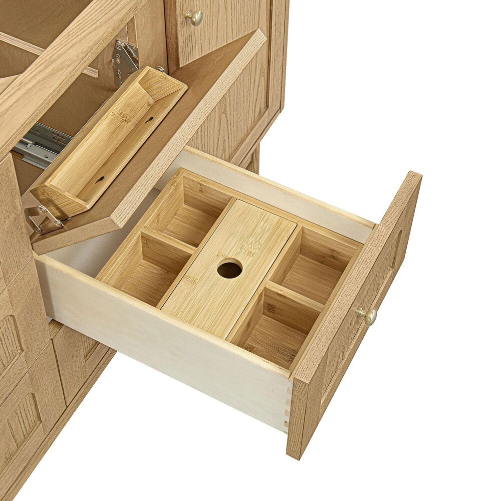 James Martin Vanities Laurent 60&quot; Double Bathroom Vanity in Light Natural Oak with 3 cm Parisien Bleu Quartz Top and Rectangular Sinks, , large
