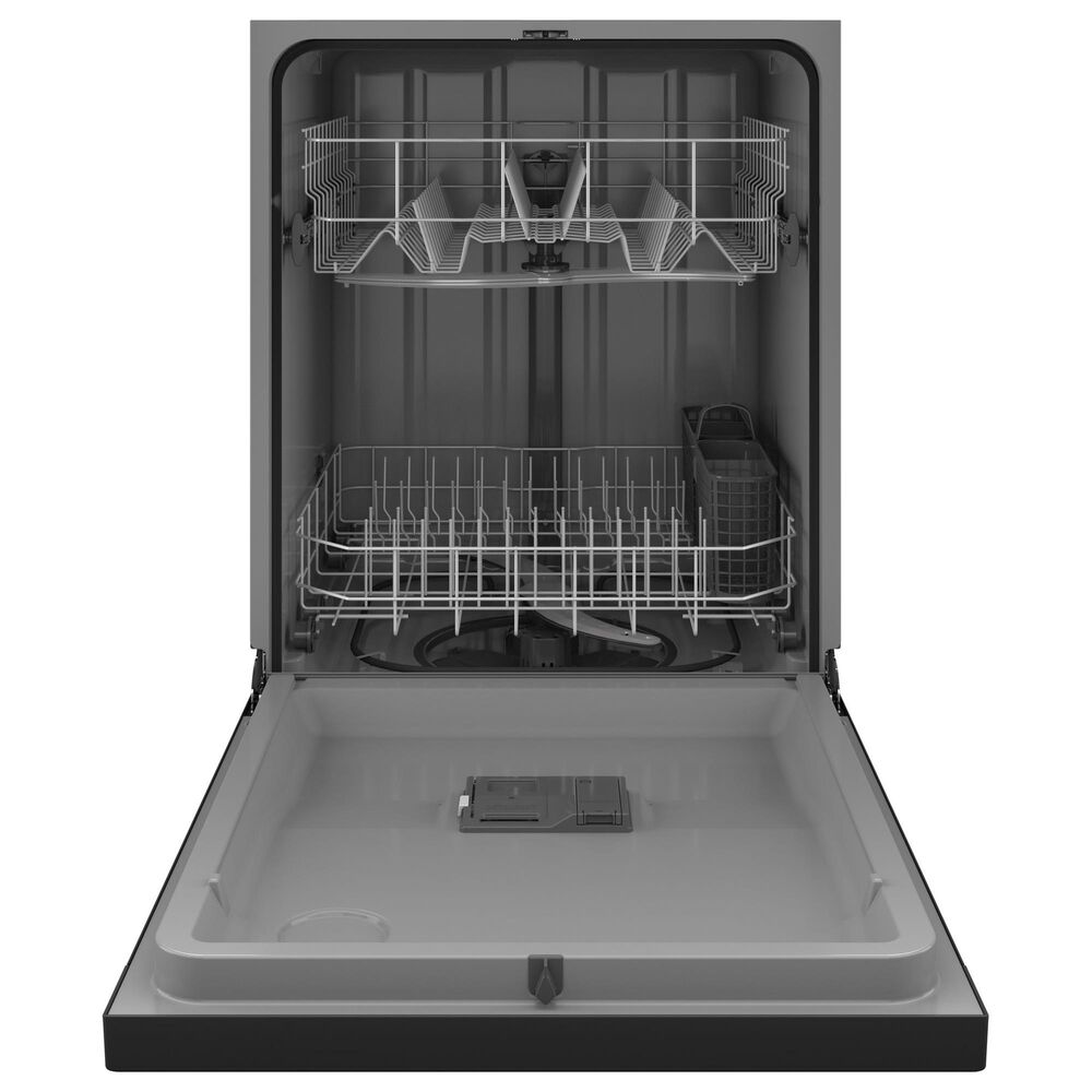 Hotpoint 24" Built-In Front Control Dishwasher with Plastic Interior in Black, , large