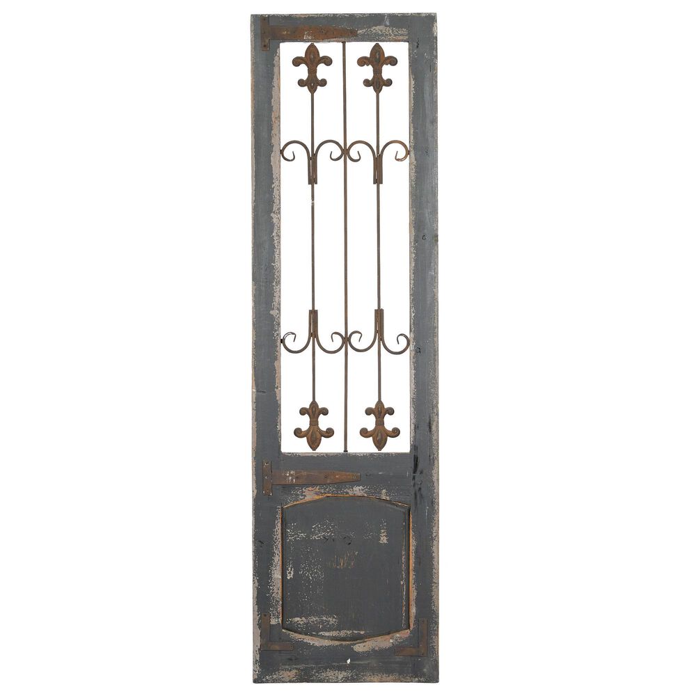 Maple and Jade 57&quot; x 16&quot; Gate Wall Decor in Dark Gray and Brown, , large