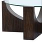 Nicolette Home Beckham Round Cocktail Table with Casters in Rustic Tavern and Clear, , large