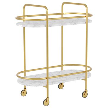 Furniture of America Stuart Serving Cart in Gold/White, , large