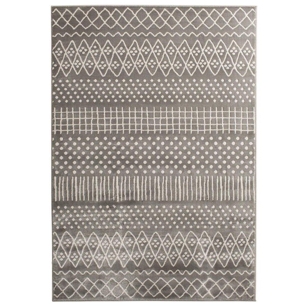 Central Oriental Corso Alvis 5" x 7"6" Grey and White Area Rug, , large