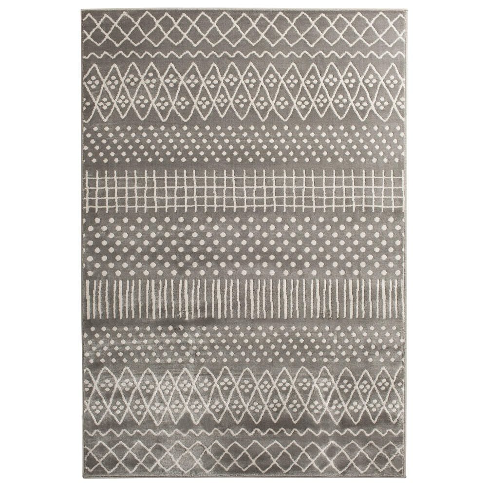 Central Oriental Corso Alvis 5" x 7"6" Grey and White Area Rug, , large