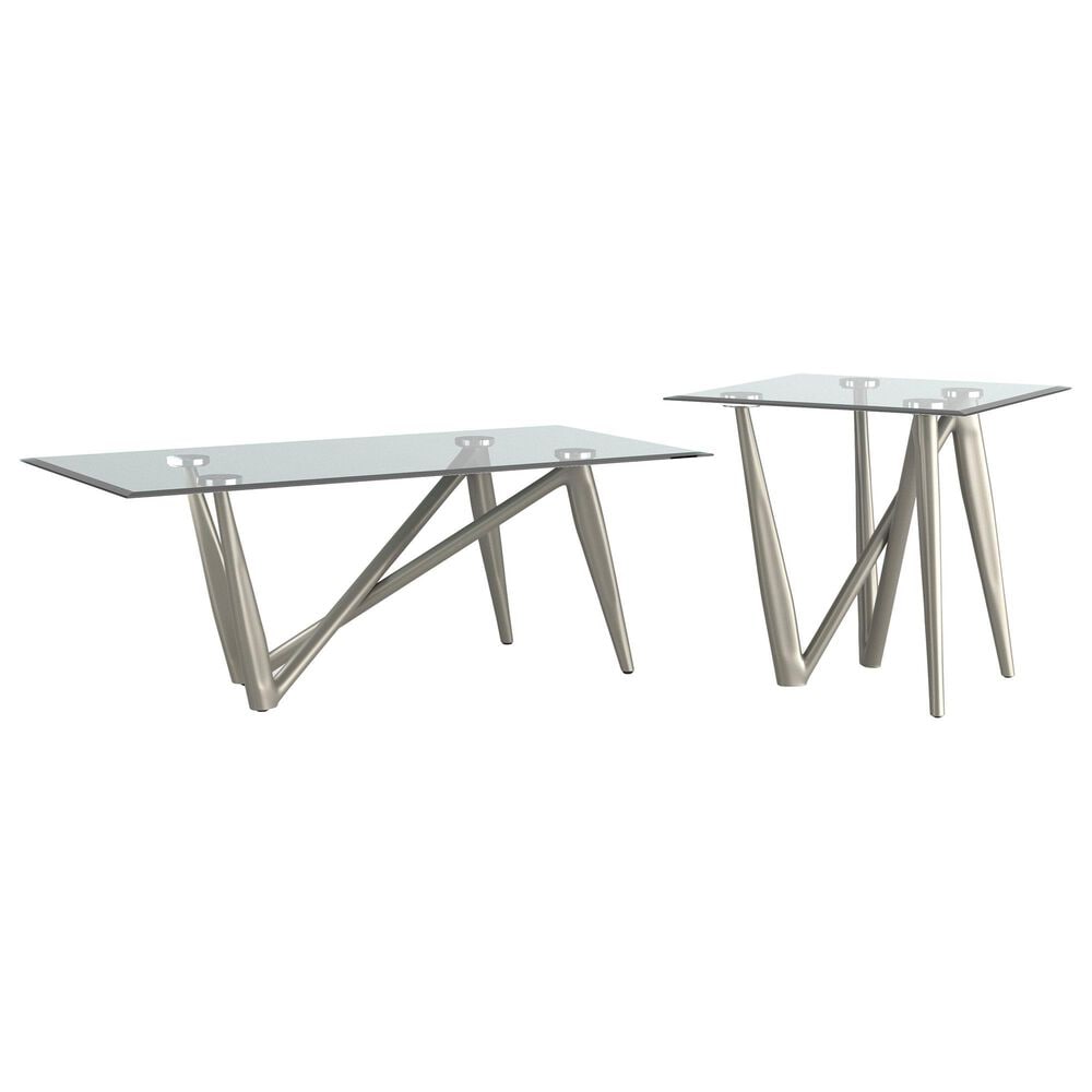 Furniture of America Dye Coffee Table Set in Champagne and Clear (Set of 2), , large