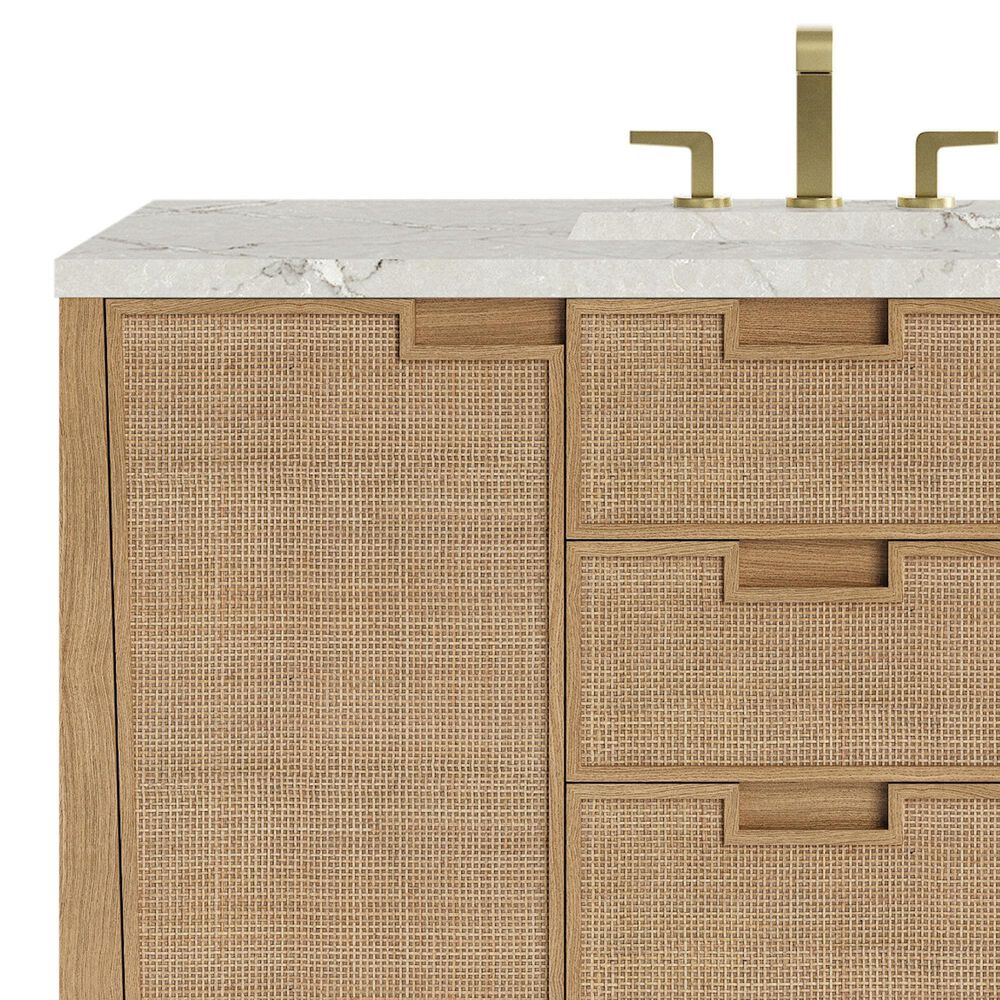 James Martin Vanities Solene 48&quot; Single Bathroom Vanity in Seaside Oak with 3 cm Victorian Silver Quartz Top and Rectangular Sink, , large
