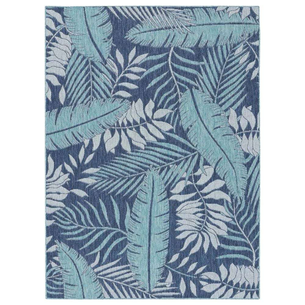 Nourison Garden Oasis GOA02 Navy 4" x 6" Indoor/Outdoor Area Rug, , large