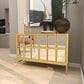 Maple and Jade 3-Door Room Cabinet with Mirrored Front in Gold, , large