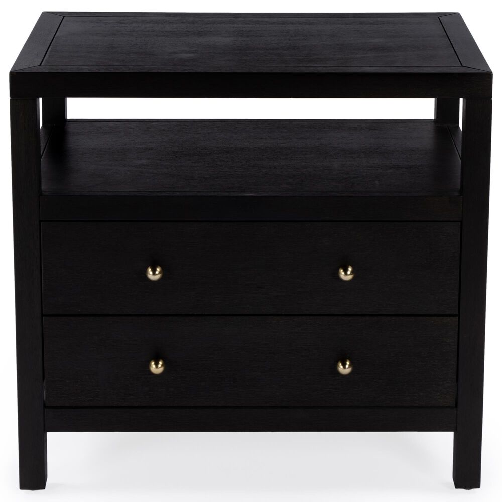 Butler Specialty Company Nora 2-Drawer Wide Nightstand with Open Shelf in Coffee Brown, , large