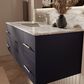 Lexora Home Geneva 48" Single Bathroom Vanity in Navy Blue with 2 cm White Carrara Marble Top and Rectangular Sink, , large