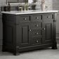 James Martin Vanities Brookfield 48" Single Bathroom Vanity in Black Onyx with 3 cm White Zeus Quartz Top and Rectangular Sink, , large