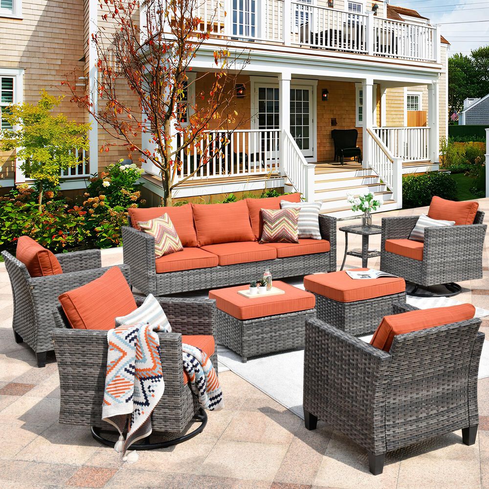 HOMLUX 8-Piece Outdoor Patio Furniture in Orange, , large