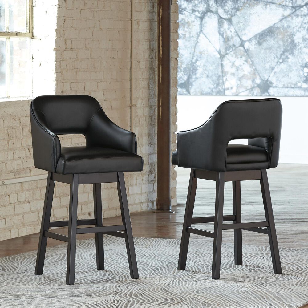 Signature Design by Ashley Tallenger 31&quot; Swivel Barstool with Black Cushion in Dark Brown, , large