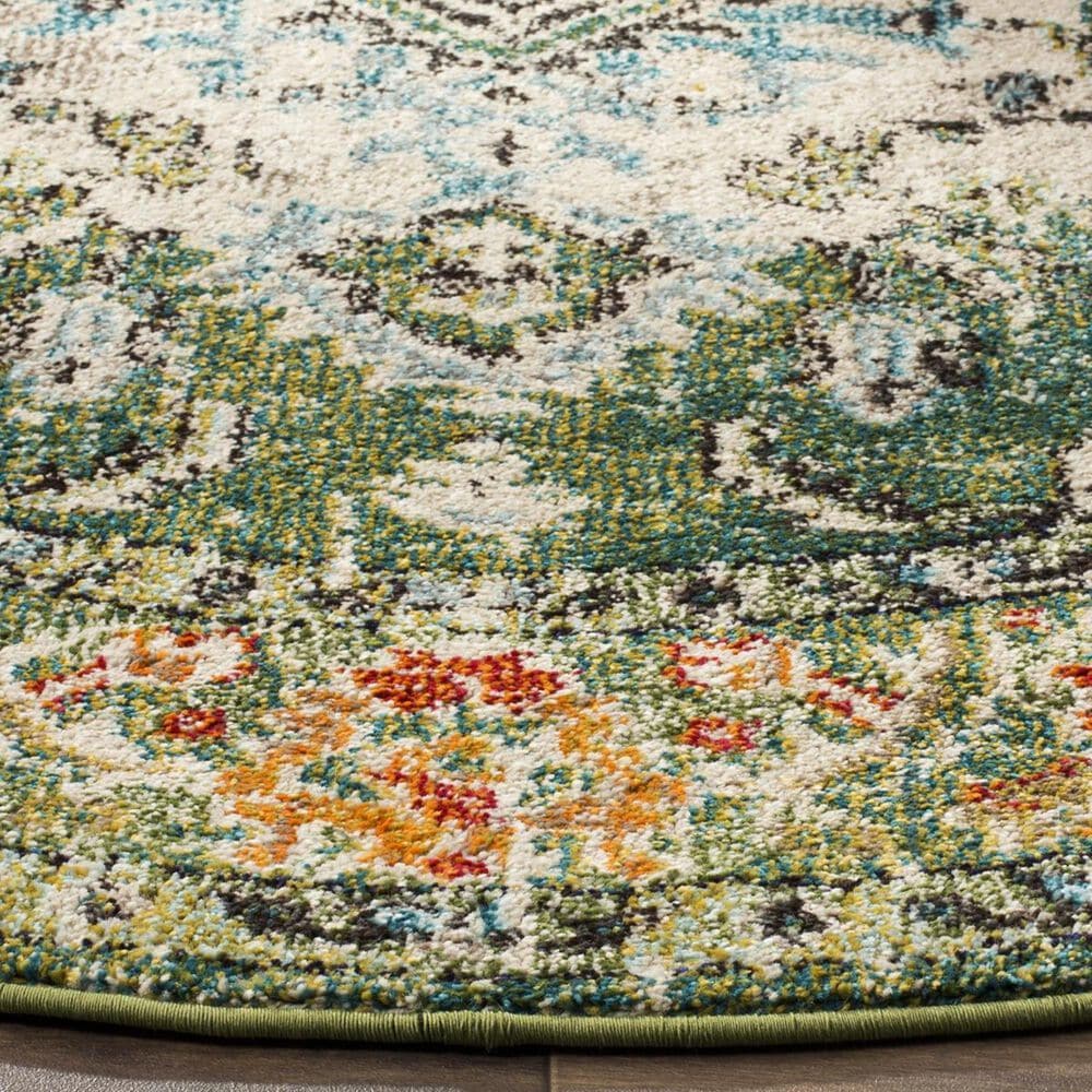 Safavieh Monaco MNC243F-3R 3&#39; x 3&#39;  Forest Green/Light Blue Round Rug, , large