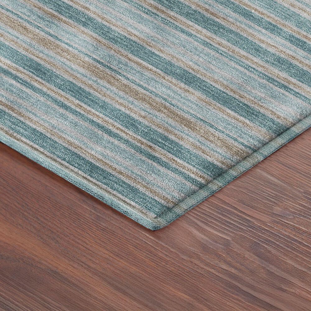 Dalyn Rug Company Soft Essentials Striped Teal 2'3" x 7'6" Indoor/Outdoor Runner, , large