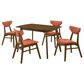 Armen Living Amaris 5-Piece Rectangular Dining Set with Poppy Upholstery in Walnut, , large