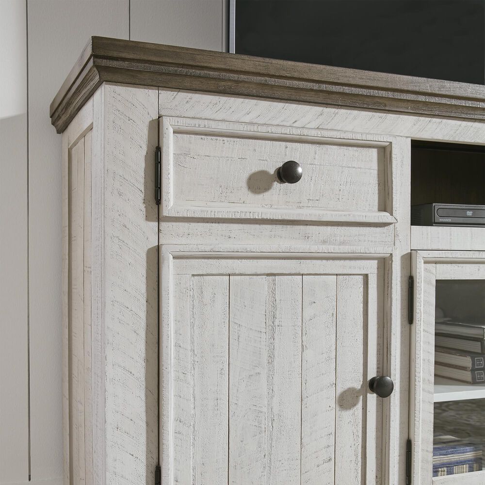Ashley Havalance 74&quot; TV Stand in Distressed Weathered Gray and Vintage White, , large