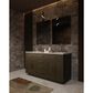 Lexora Home Abbey 60" Double Bathroom Vanity in Brown Oak with 2 cm White Carrara Marble Top and Rectangular Sinks, , large