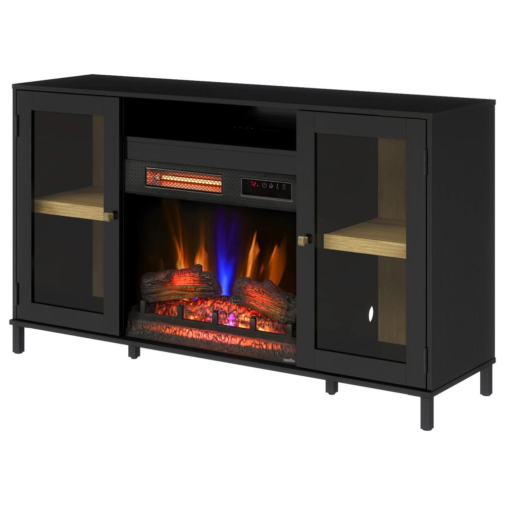Fabio Flames Nathan 54" Electric Fireplace TV Stand in Black, , large