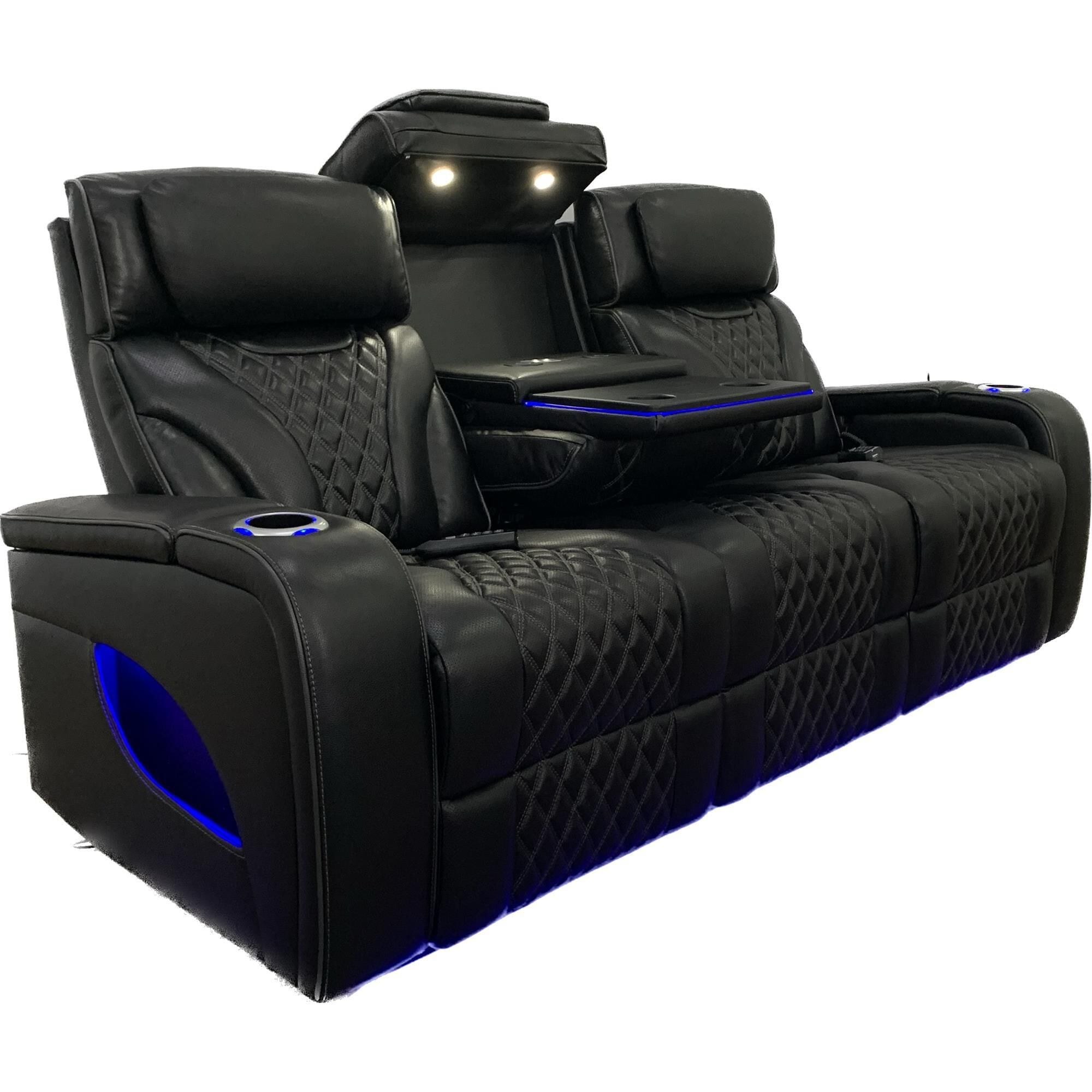 Aurora Furnishings Power Reclining Sofa with Drop Down Table in