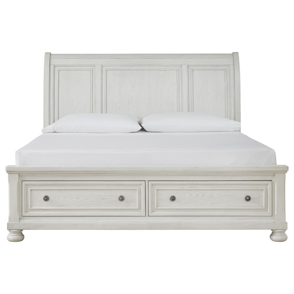 Ashley Robbinsdale King Sleigh Storage Bed in Antique White, , large