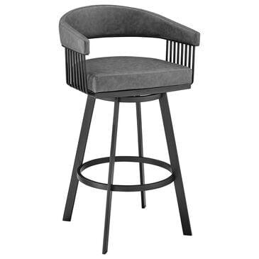Blue River Chelsea 30" Swivel Barstool with Vintage Gray Cushion in Matte Black, , large