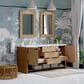 James Martin Vanities Solene 72" Double Bathroom Vanity in Seaside Oak with 3 cm White Zeus Quartz Top and Rectangular Sinks, , large