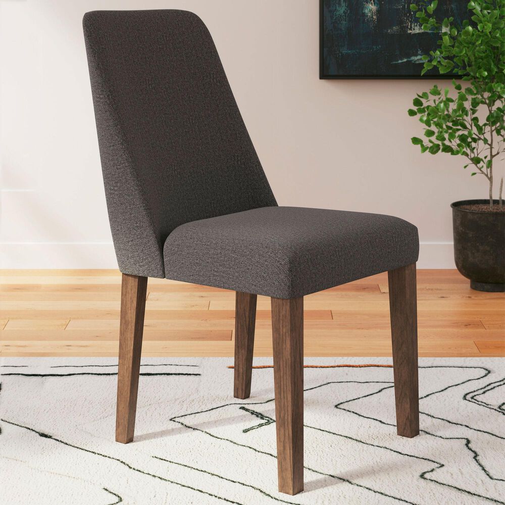 Ashley Lyncott Side Chair with Charcoal Cushion in Brown, , large