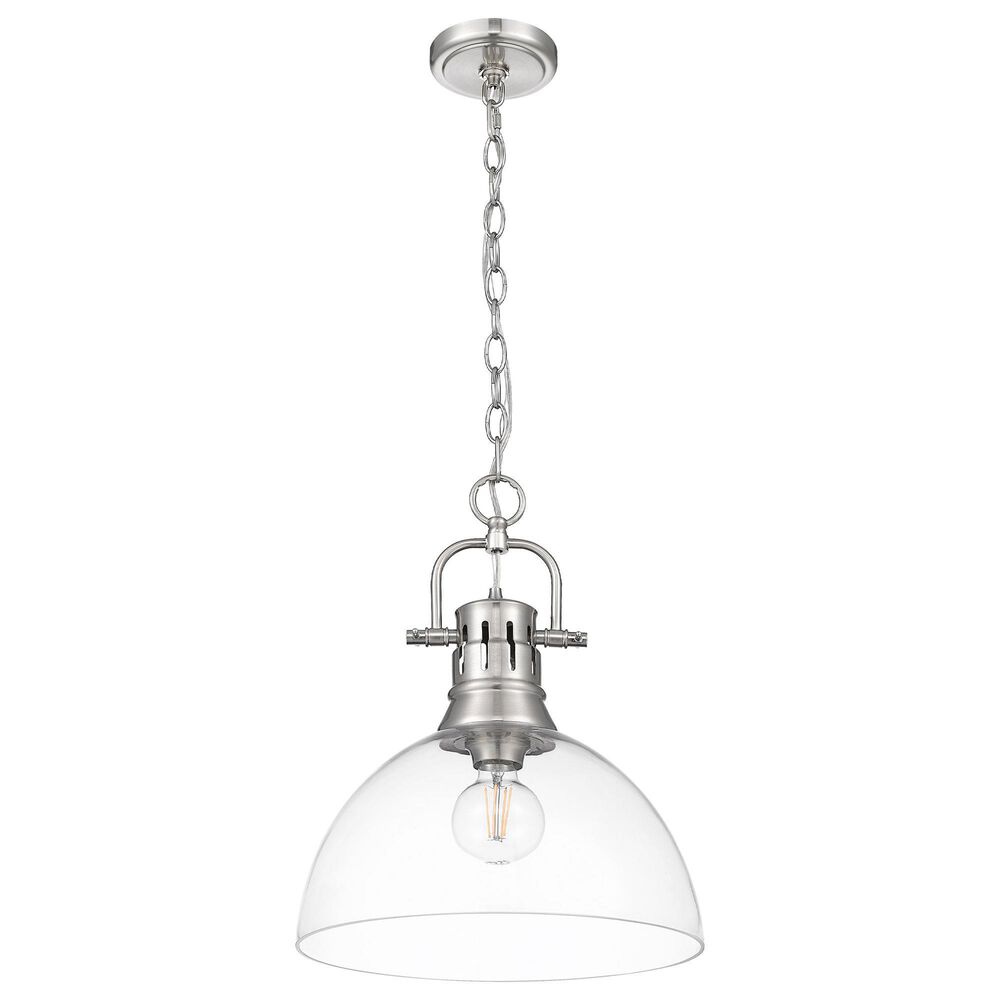 Golden Lighting Duncan 1-Light Pendant with Chain and Clear Glass Shade in Pewter, , large