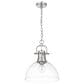 Golden Lighting Duncan 1-Light Pendant with Chain and Clear Glass Shade in Pewter, , large