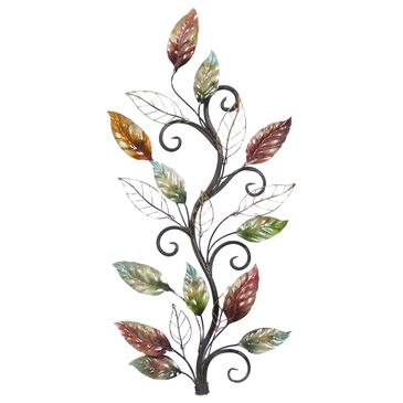 Maple and Jade 36" x 20" Traditional Floral Wall Decor in Red, Blue, Green, Gold and Orange, , large