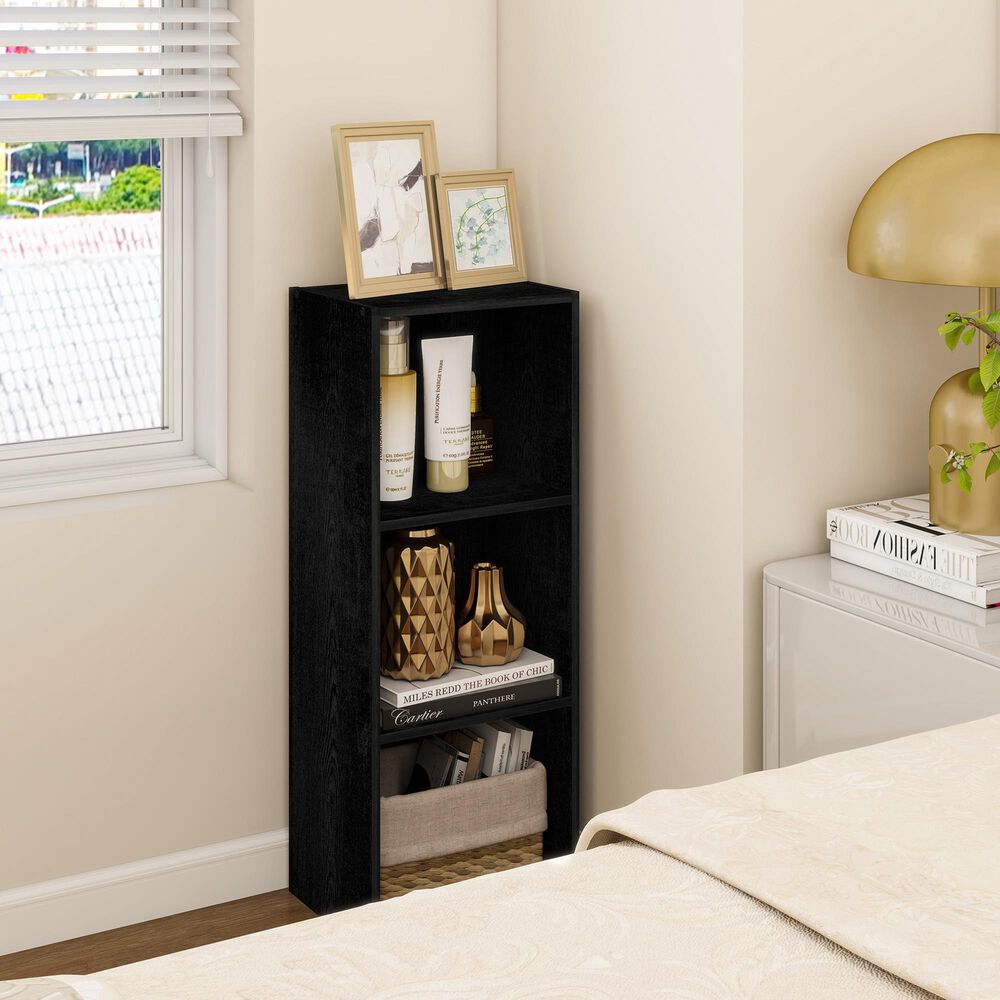 HOMLUX 3-Tier Bookcase with Decorative Open Shelves in Blackwood, , large