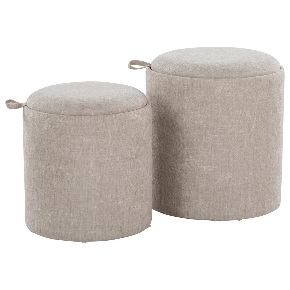 Lumisource Tray 2-Piece Nesting Ottoman Set in Light Brown, , large
