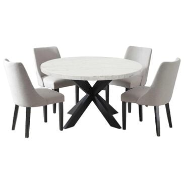 Steve Silver Xena 5-Piece Round Dining Set in White and Ebony, , large