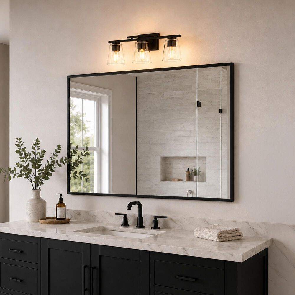 Vaxcel Sedona 3-Light Bathroom Vanity in Matte Black, , large