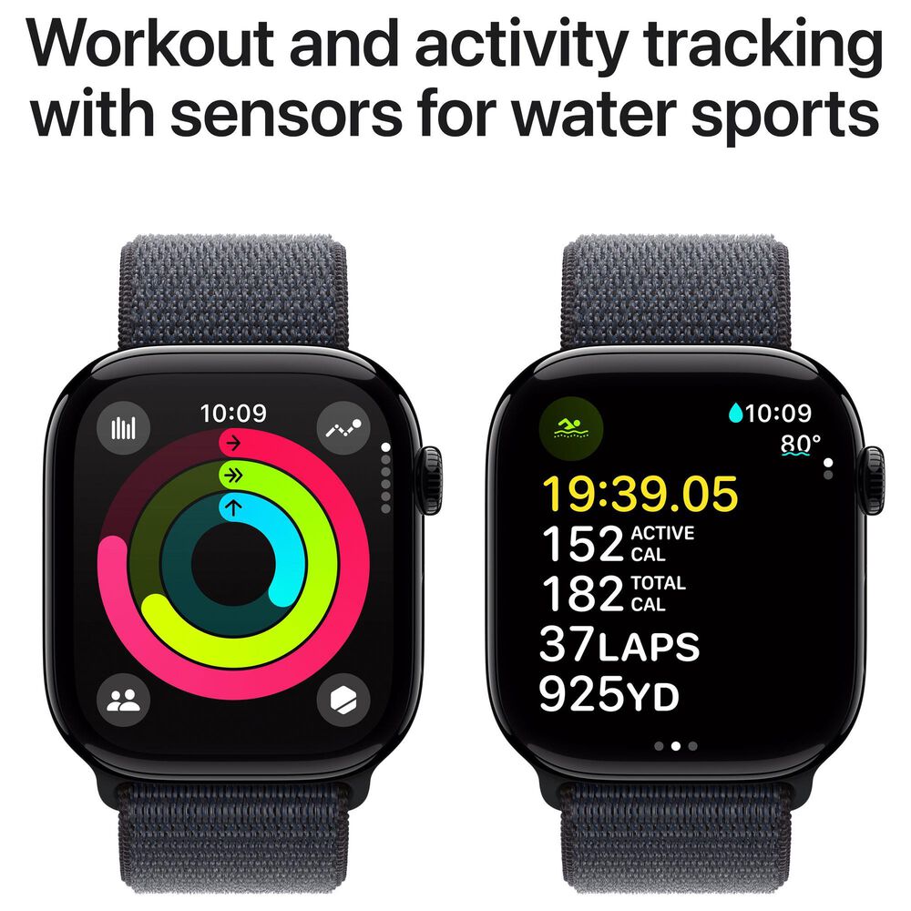 Apple Watch Series 10 GPS 46mm Jet Black Aluminum Case with Ink Sport Loop, , large