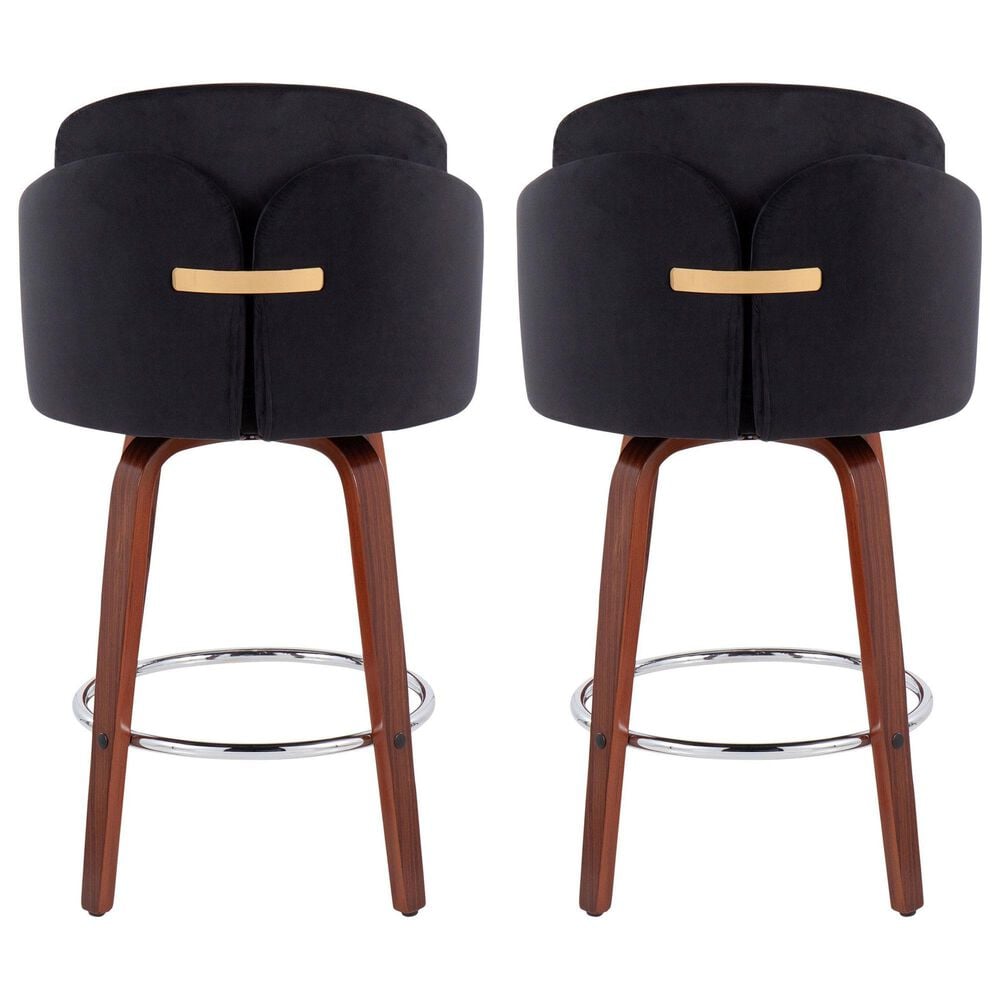 LumiSource Dahlia Swivel Counter Stool with Camel Upholstery in Walnut and Chrome (Set of 2), , large