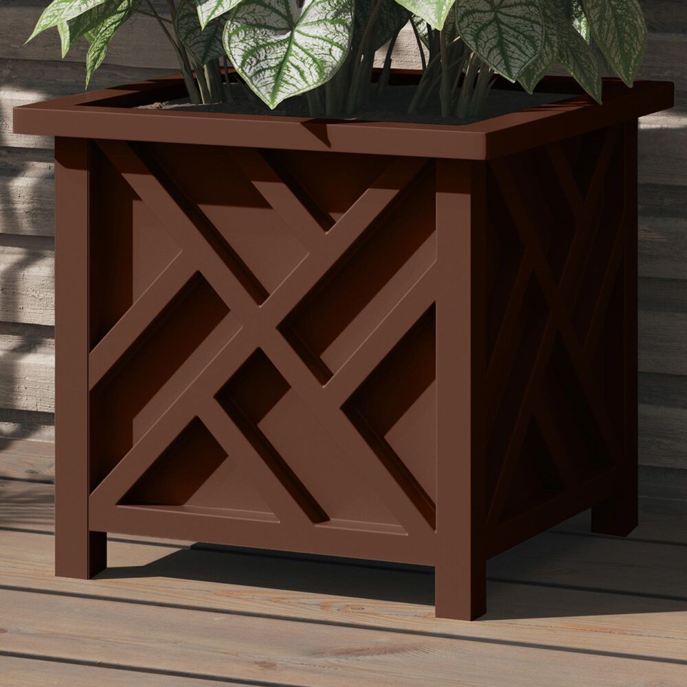 Timberlake 15.5" Lattice Design Planter Box in Brown, , large